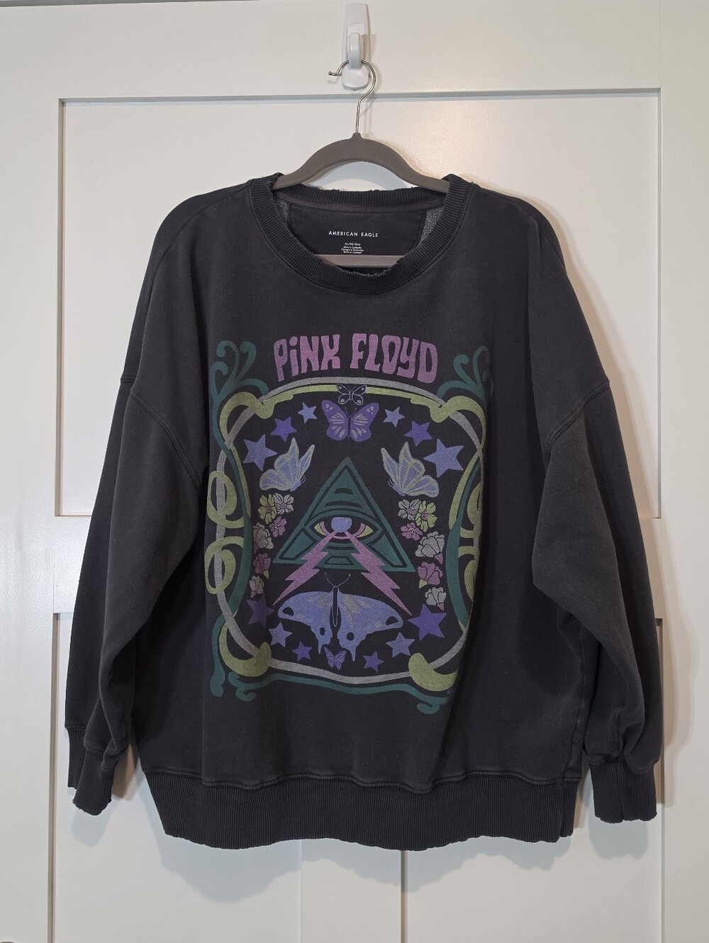 American Eagle Lightly Distressed Pink Floyd Sweatshirt Gray Graphic Size XL